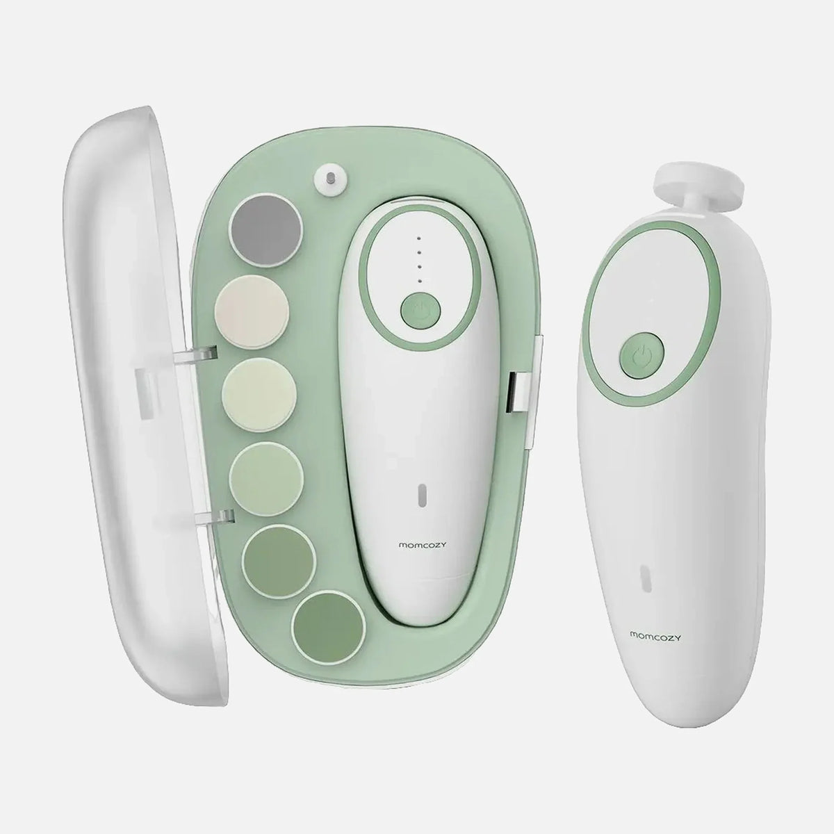 Momcozy Electric Baby Nail File kit with grinding pads and storage case