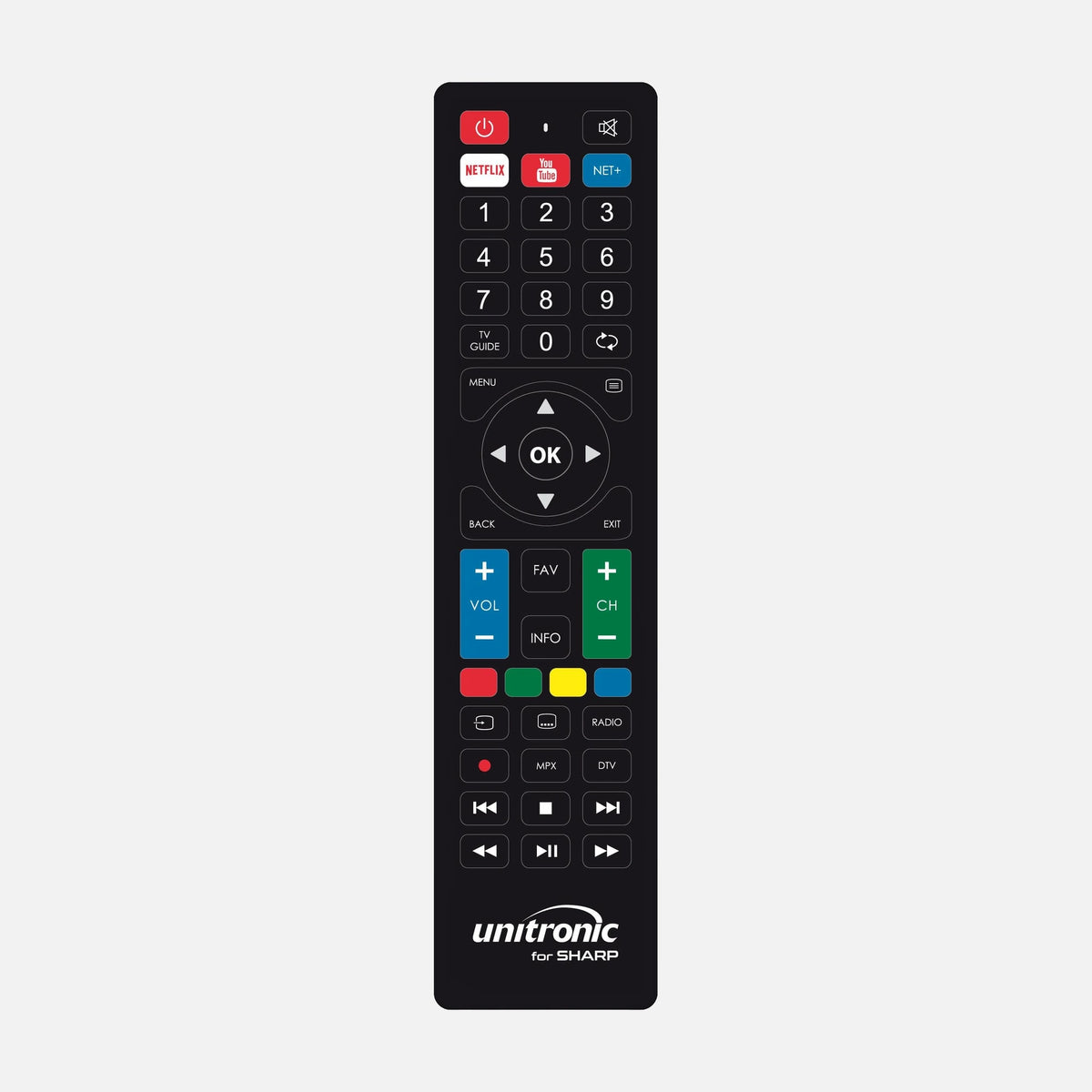Unitronic 1706 Replacement Remote Control for Sharp TV