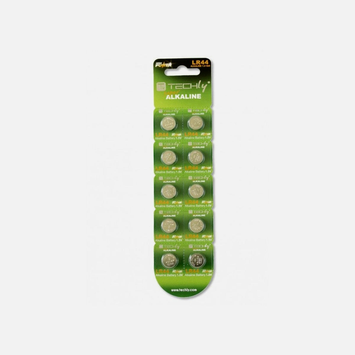 Techly IBT-KLR44 Alkaline LR44 1.5V Button Batteries 10-Pack