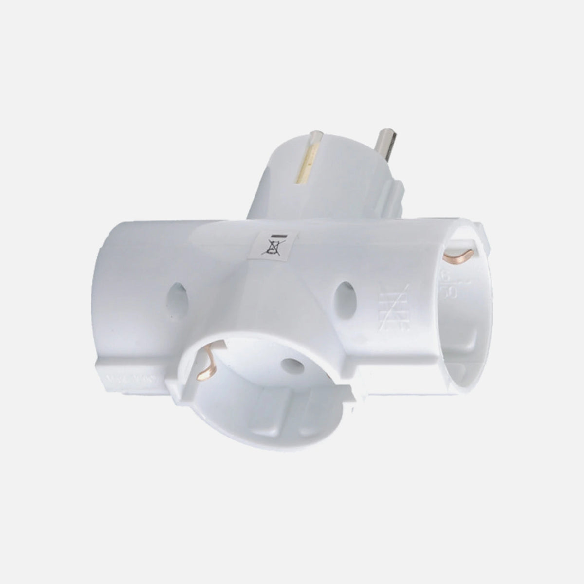 RP Schuko Adaptor 1-to-3 Horizontal Cross White