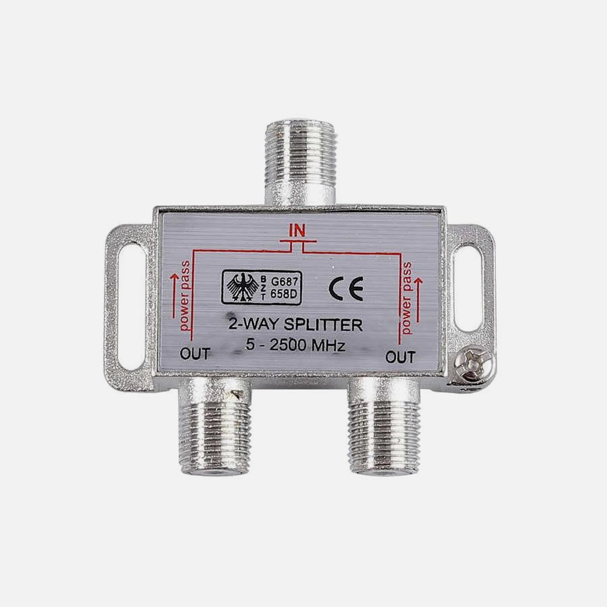 Vector 2-Way Indoor Coaxial Splitter F-Type DC Pass