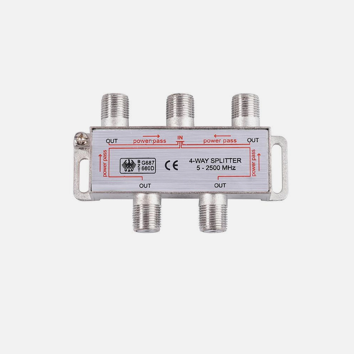 Vector 4-Way Indoor Coaxial Splitter F-Type DC Pass