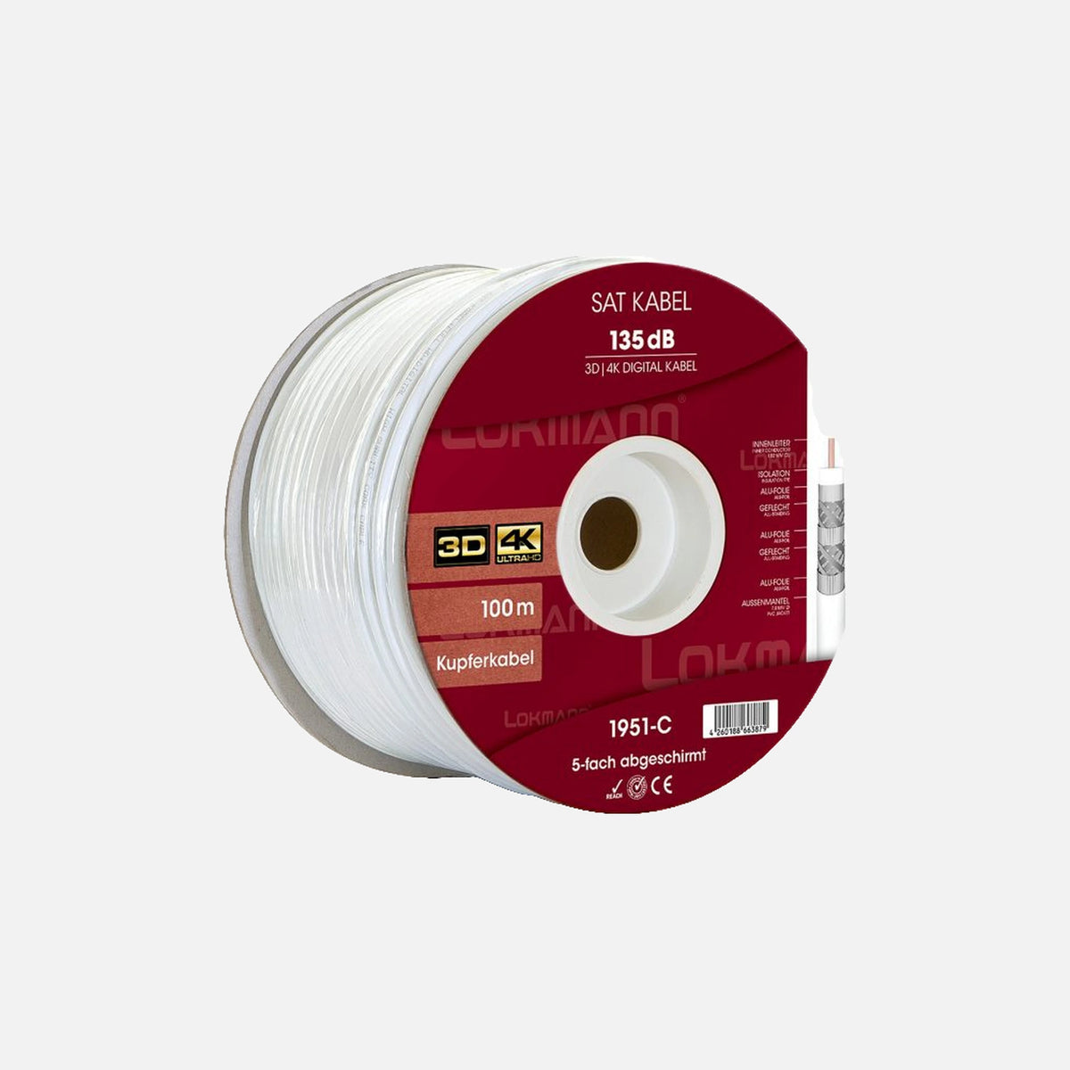 Lokmann 1951-C RG6 135dB Copper Coaxial Cable 100m