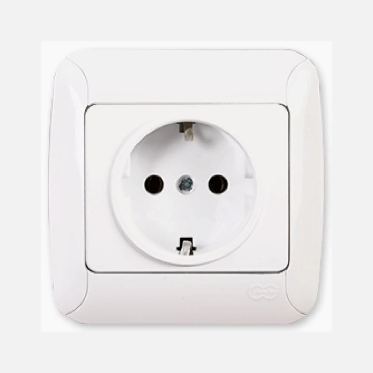 Schuko Socket Side Earth White 16A 250V Inwall