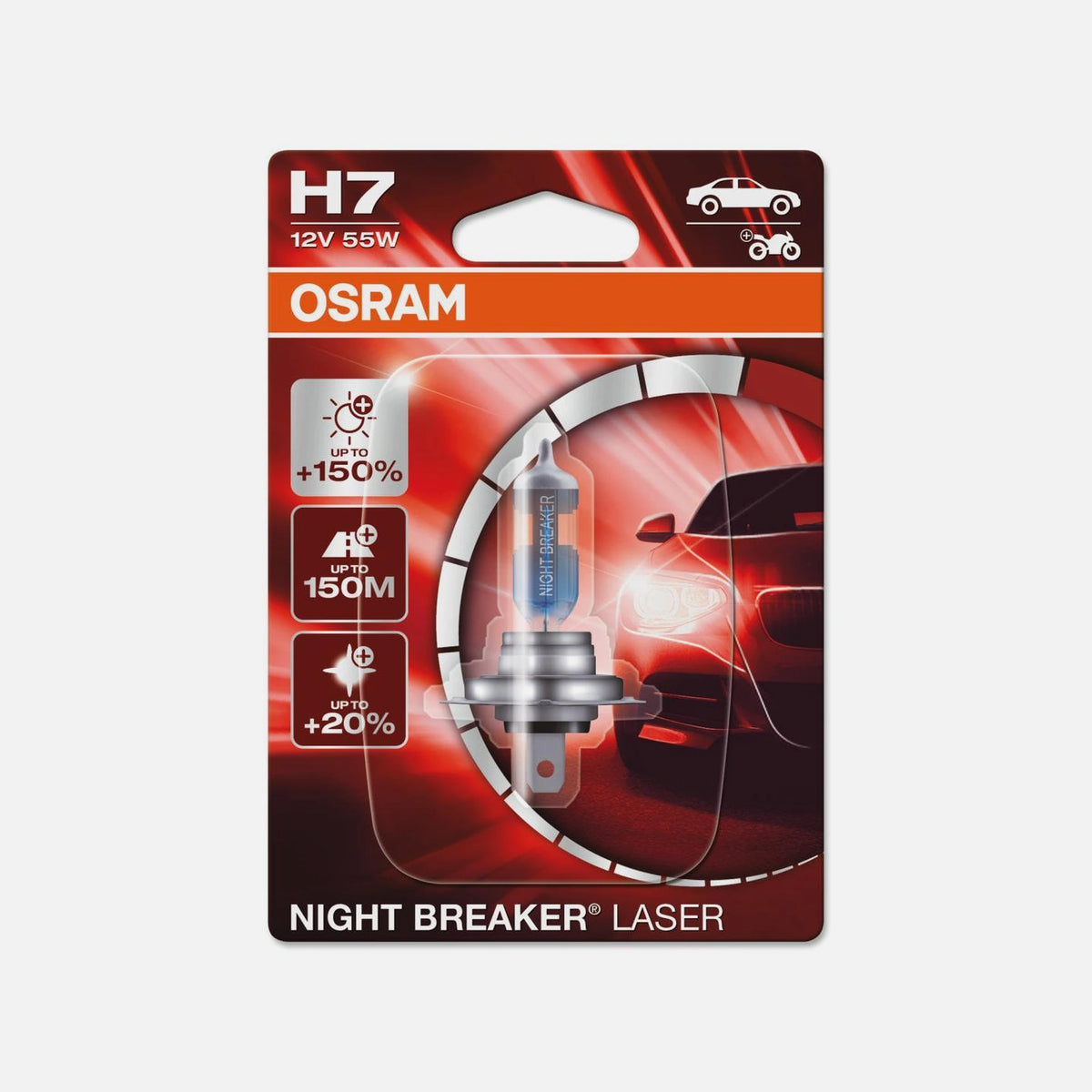 OSRAM Automotive Halogen Lamp NIGHT BREAKER LASER H7 - PX26d