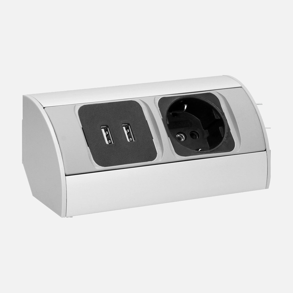 Orno Under-Cabinet Socket Schuko 1-Gang 2x USB Silver