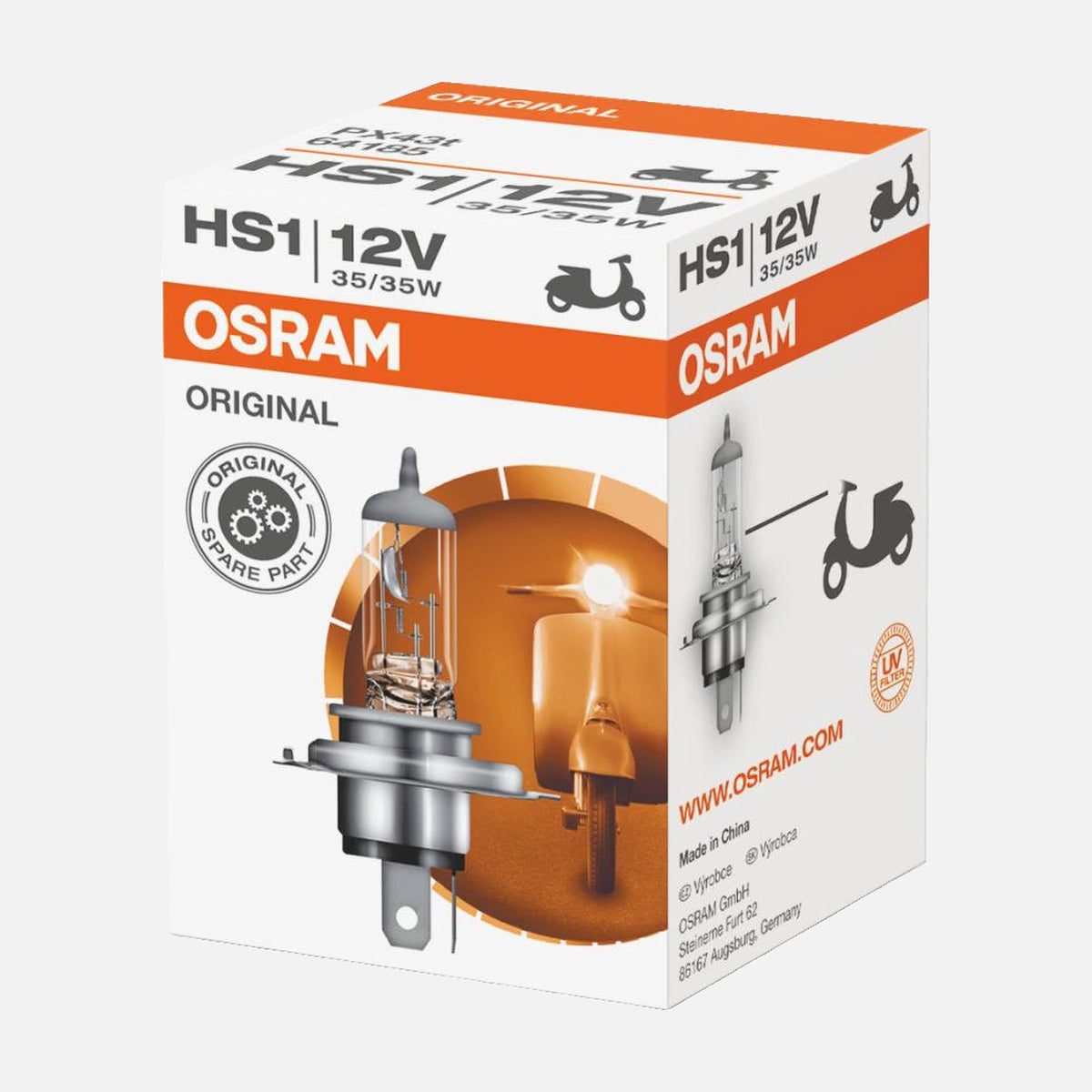 OSRAM Motorcycle Halogen Lamp ORIGINAL LINE HS1 - PX43t