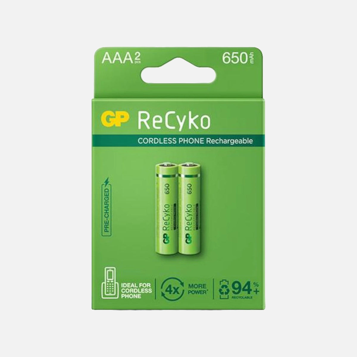 GP Batteries IC-GP201216 - Rechargeable Batteries 2 pcs AAA Mini Stilo GP ReCyko