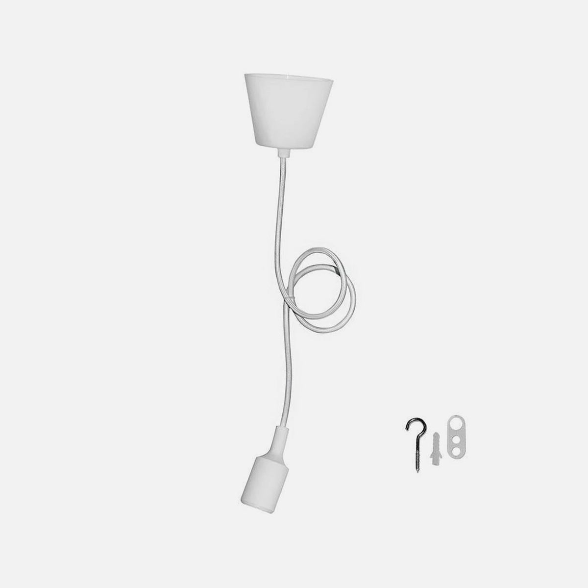 Suspension Wire with Ceiling Cup White with Lampholder E27