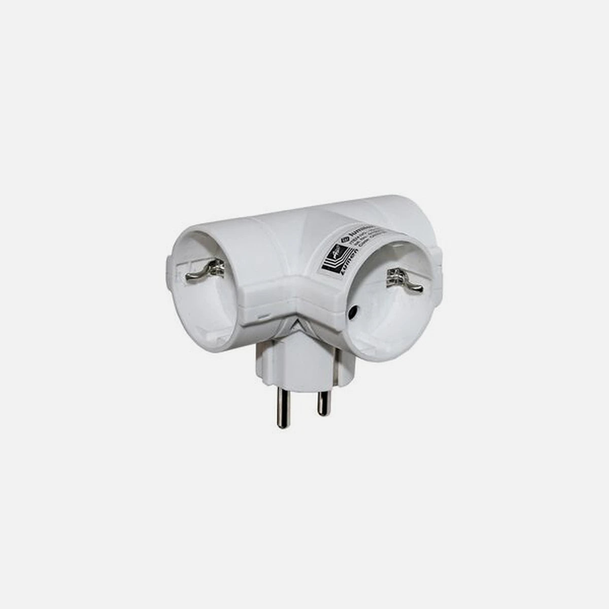 AD Schuko Adapter 1 Male to 3 Female Sockets Cross White