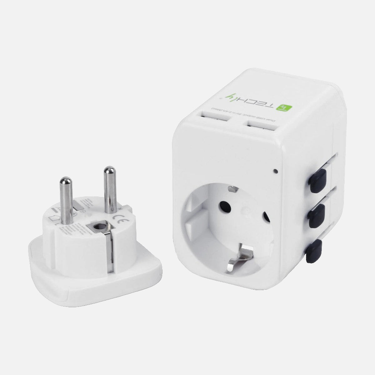 Techly I-TRAVEL-06TYWH Universal Travel Adapter 2 USB 2.4A White