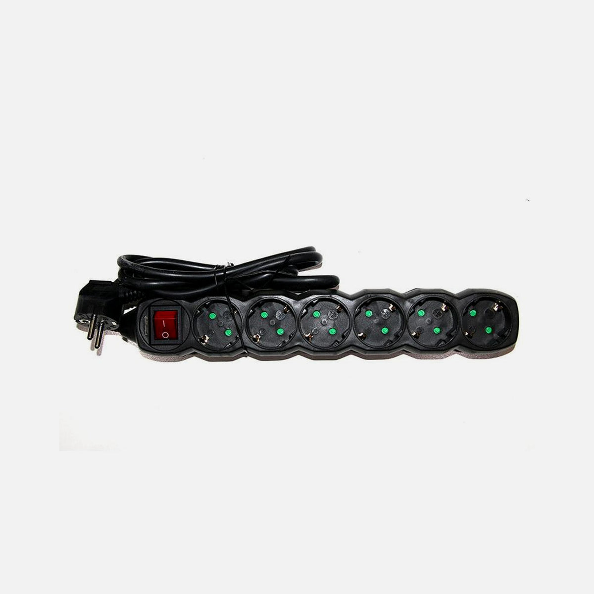 AD Power Strip 6 Schuko Sockets 3G1.5 Cable Switch Black
