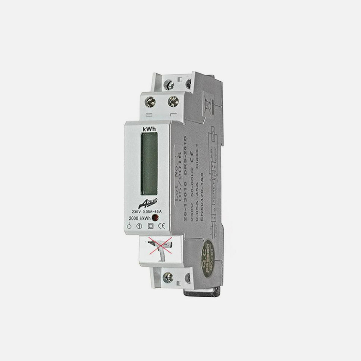 Digital Power Meter Single phase for rail - 1 module 45A