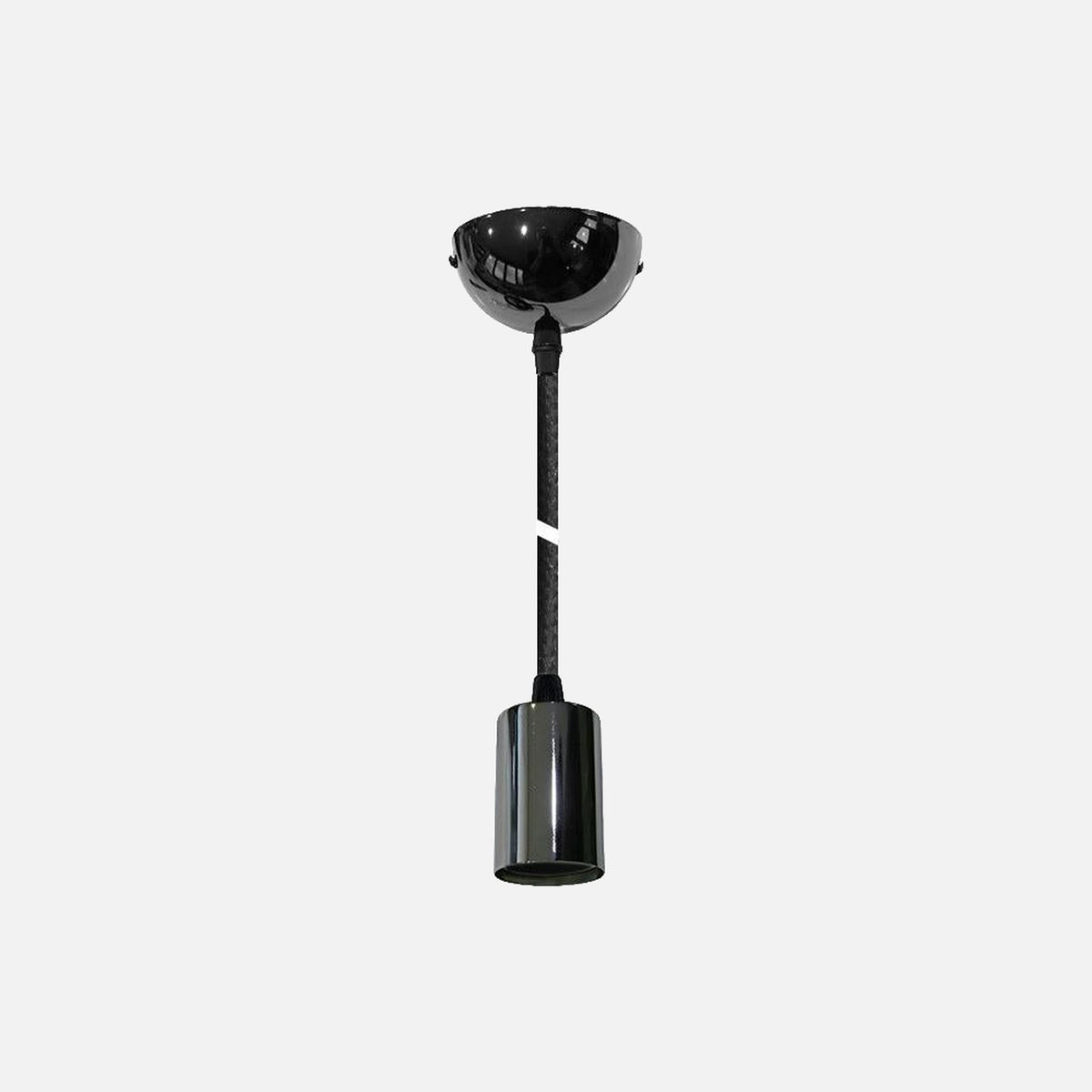 Assembled Aluminum Lampholder E27 M10 & Canopy Black Chrome with Black Cable