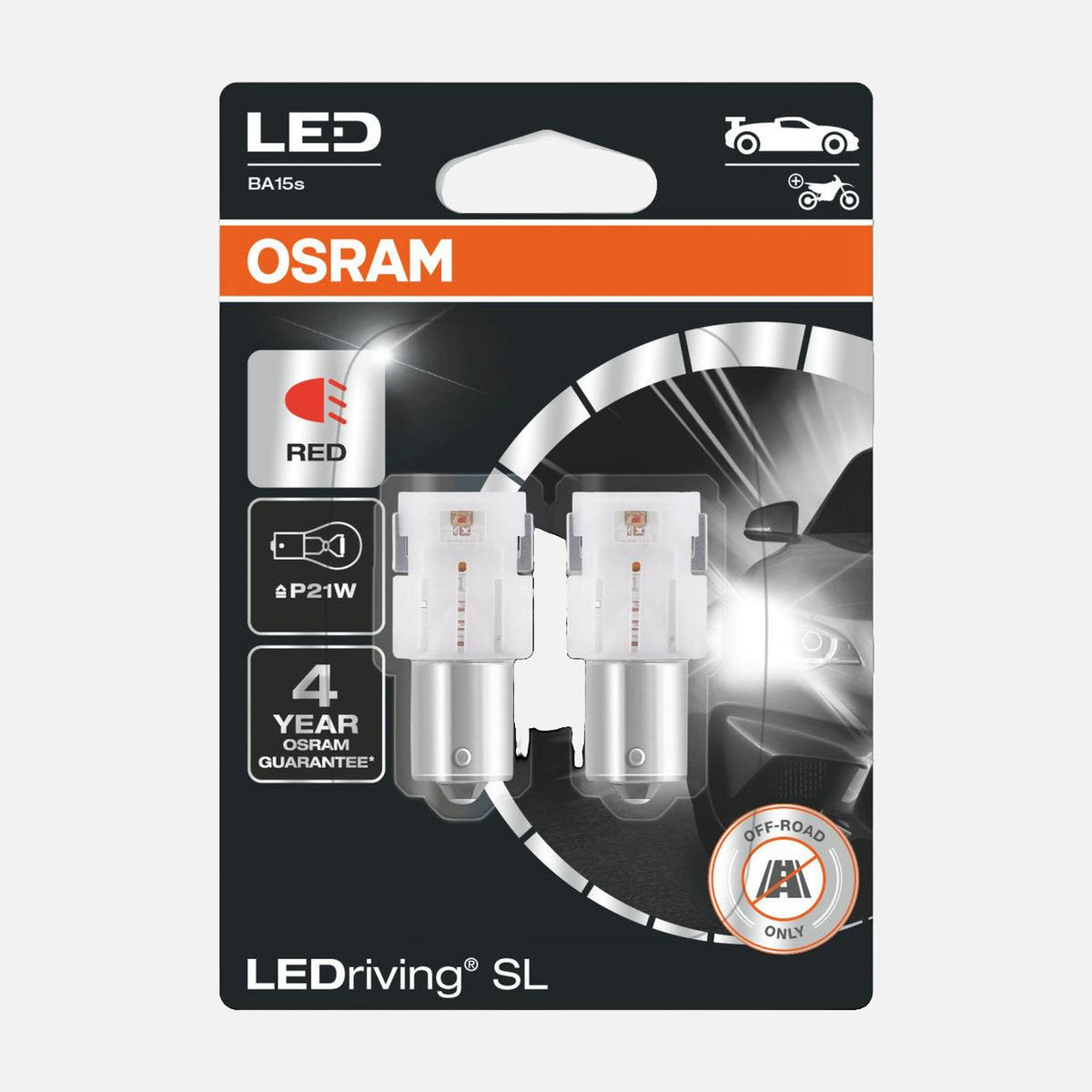 LEDVANCE OSRAM Auto Auxiliary Bulb LED SL P21W RED - BA15s