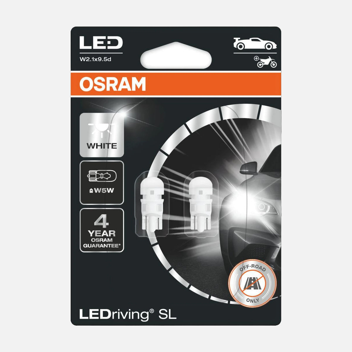 LEDVANCE OSRAM Auto Auxiliary Bulb LED SL W5W WHITE - W2.1x9.5d