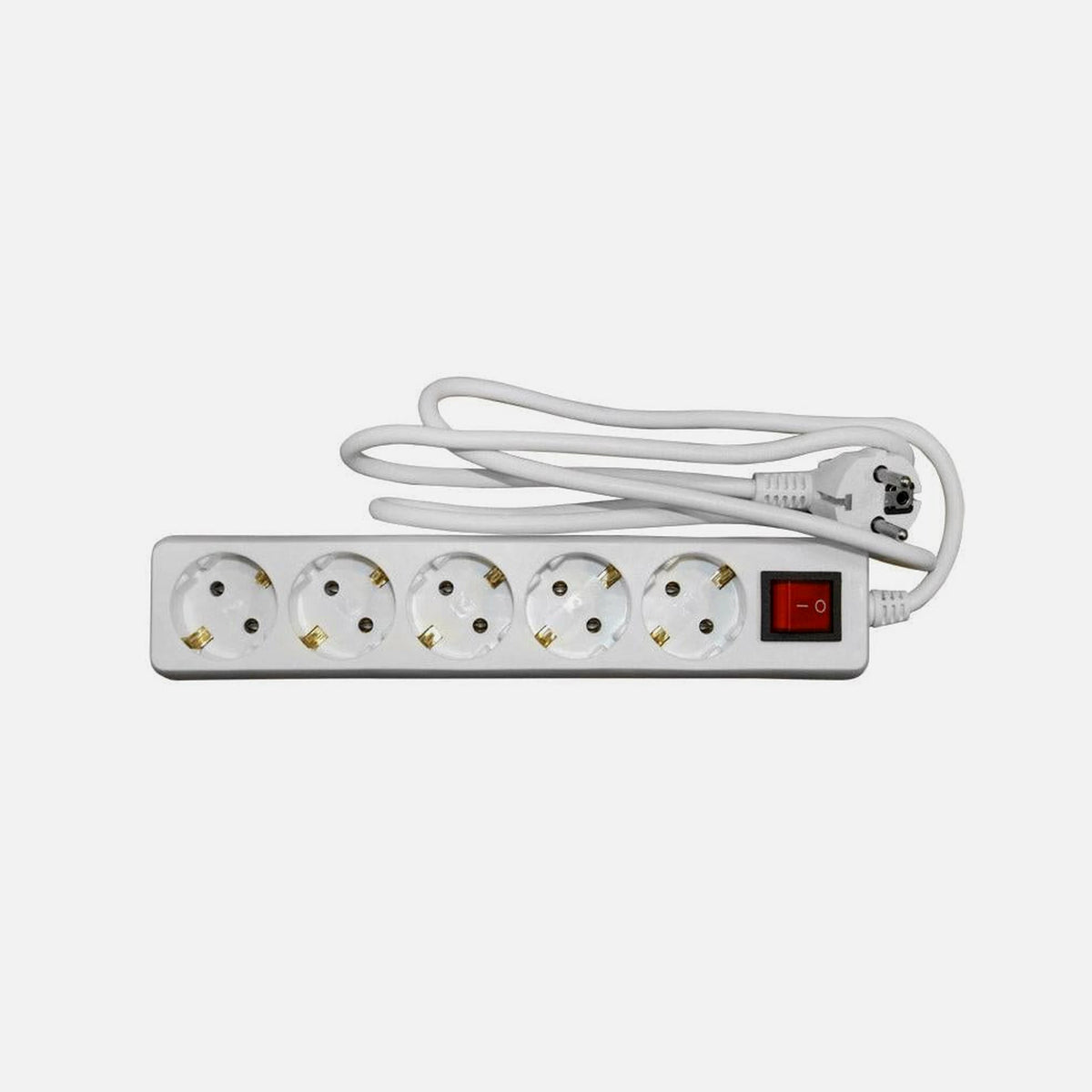 AD Power Strip 5 Sockets 3G1 Cable Switch White
