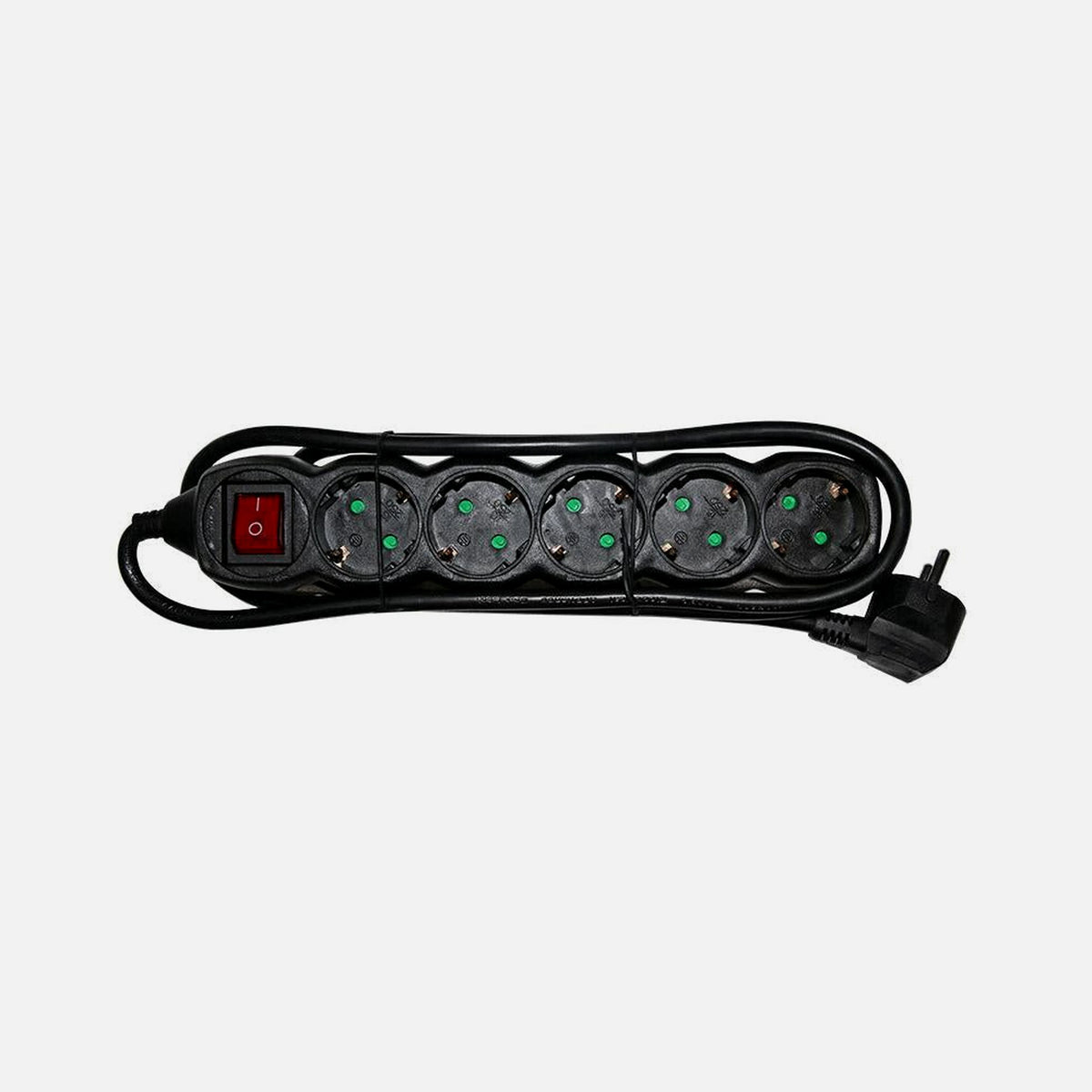 AD Power Strip 5 Sockets 3G1.5 Cable Switch Black