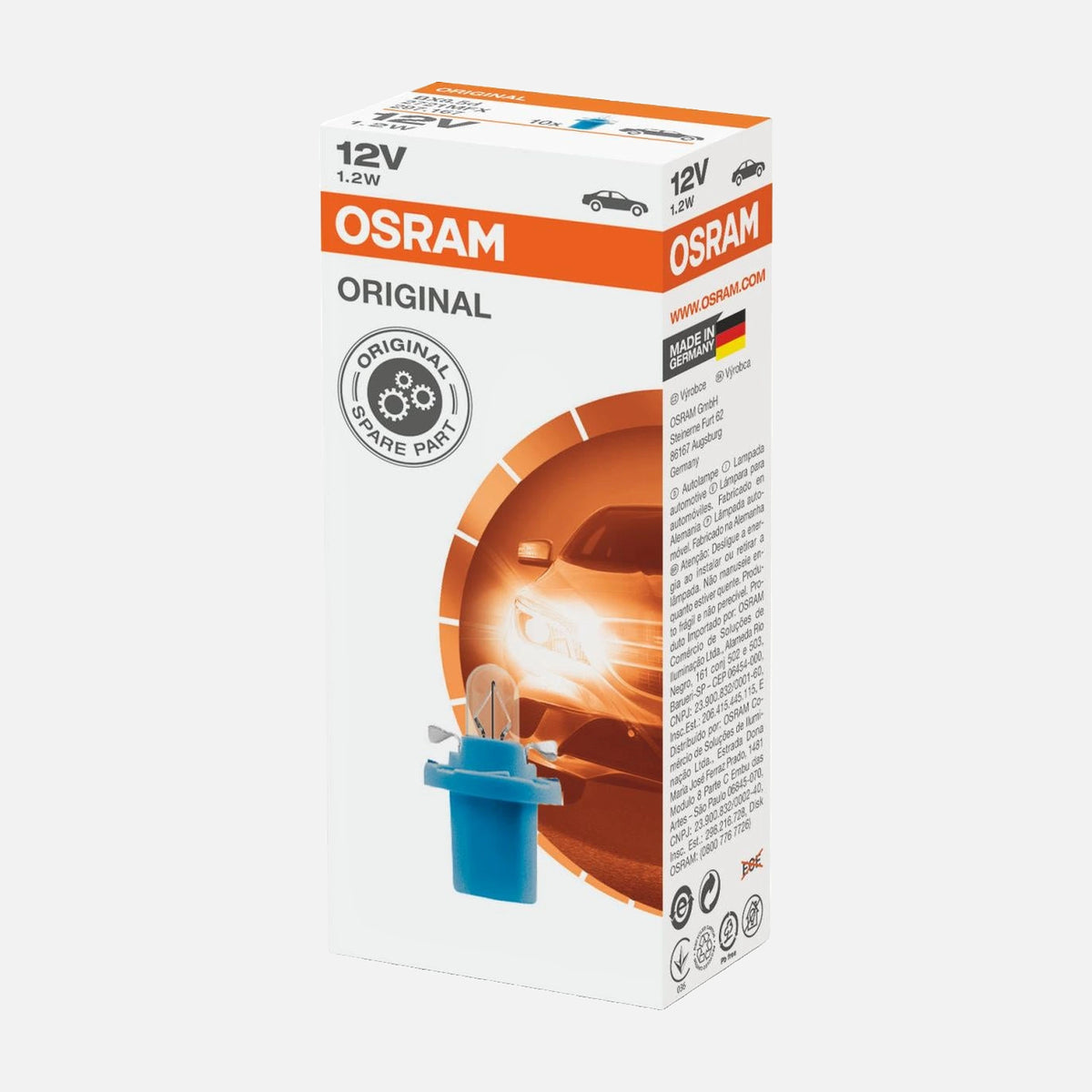 LEDVANCE OSRAM 12V Auto Bulb ORIGINAL - PLASTIC MF BASE 2721MFX BX8.5d