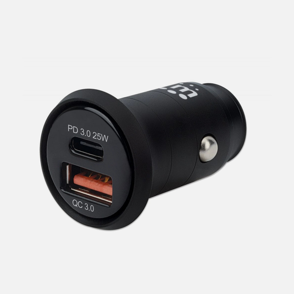 Manhattan 102414 2-Port Mini Car Charger 25W USB-C PD + USB-A QC