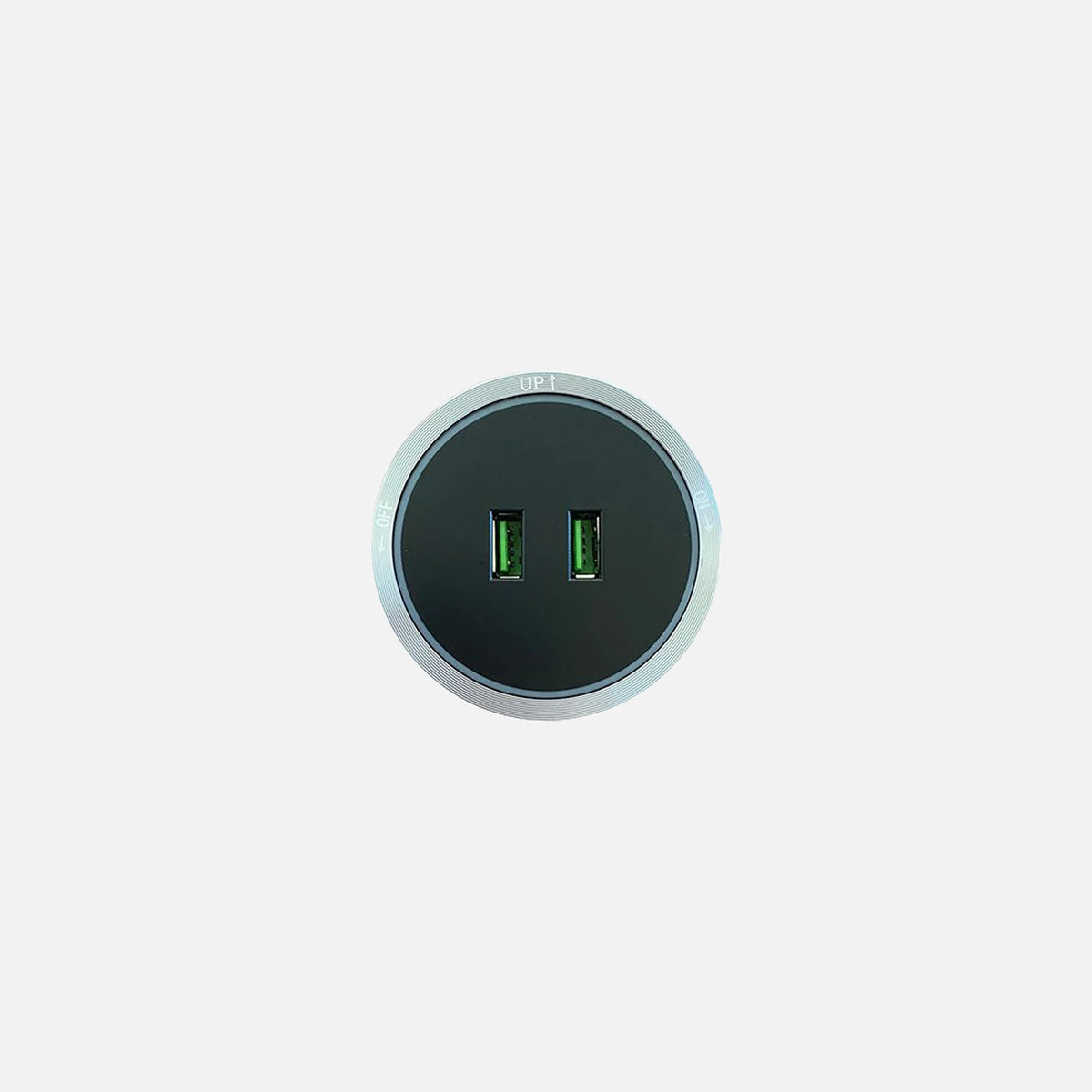 2xUSB accessory for Track Socket with blue LED lighting Silver