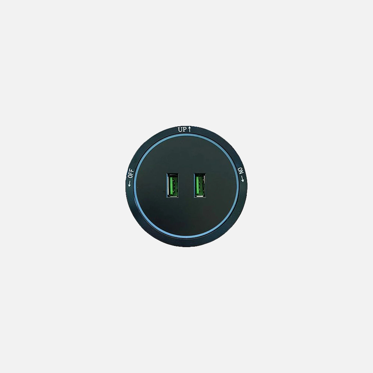 2xUSB accessory for Track Socket with blue LED lighting Black