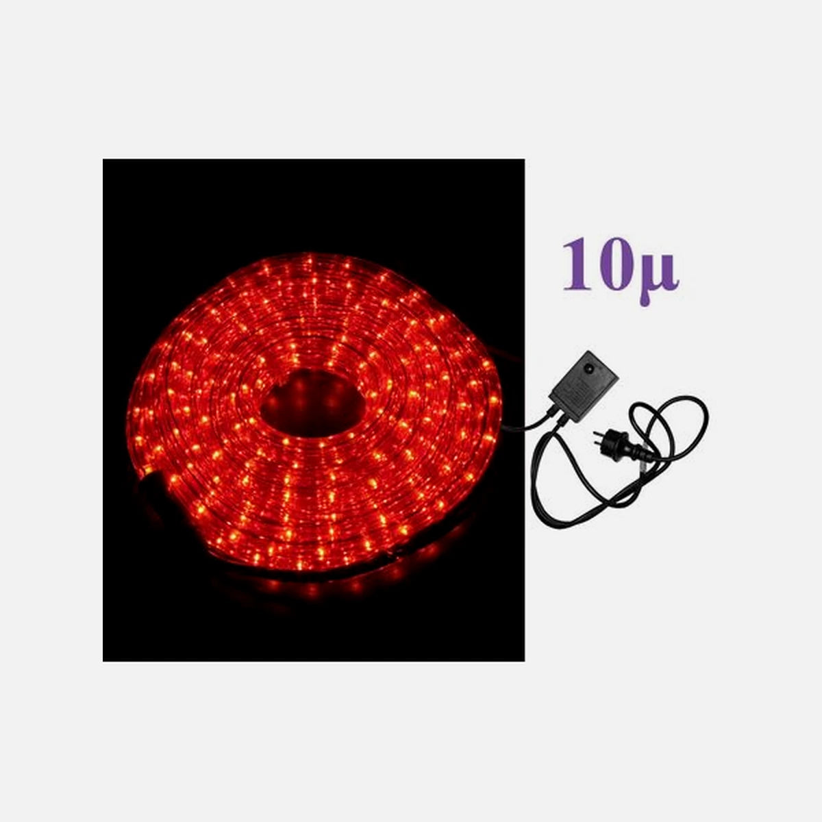AD 10m NEON Rope Light Red 2-Wire with Controller 230V