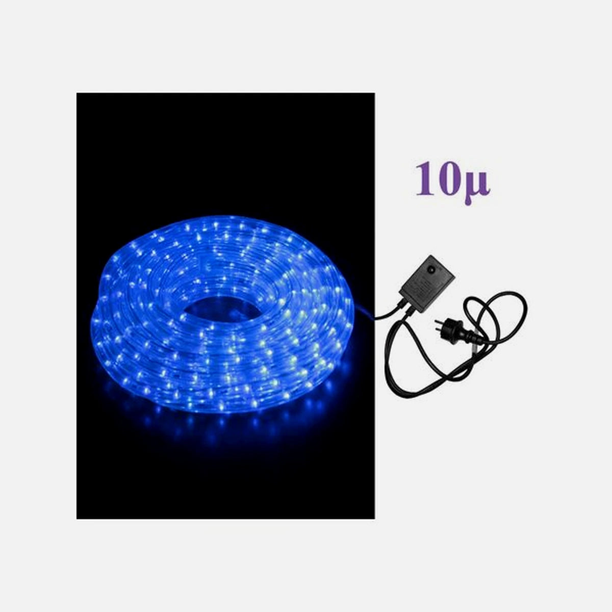 AD 10m LED Rope Light Blue D13mm 2-Wire with Controller 230V