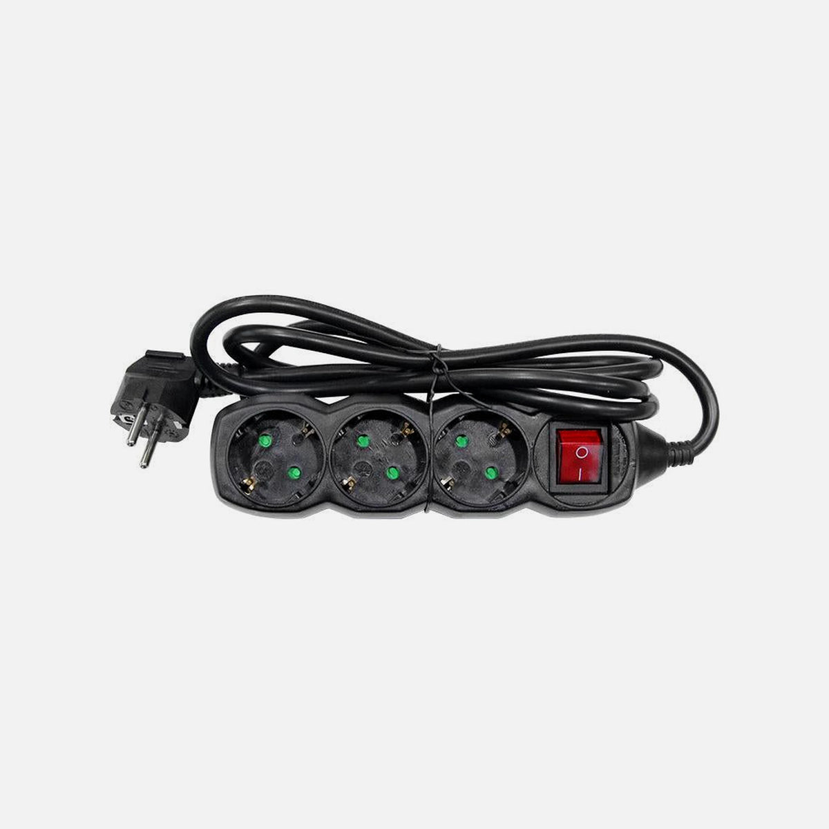 AD Power Strip 3 Sockets 3G1.5 Cable Switch Black
