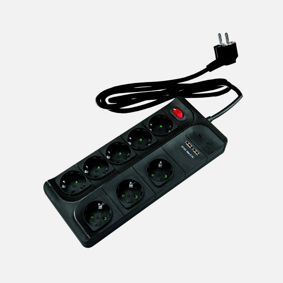 RP Safety Power Strip - 8 Sockets With 3G1.5 Cable 1.5mt+Overvoltage Protection+Switch+2xUsb