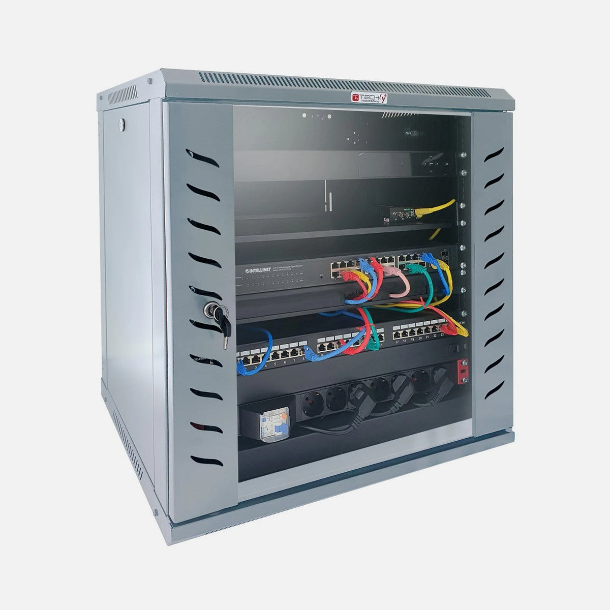 Techly I-CASE FP-4509G Wall Rack 19" 9U 450mm Depth Grey
