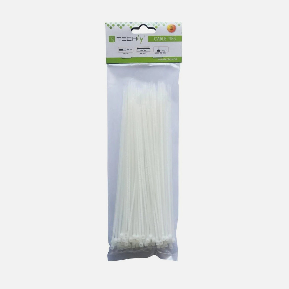 Techly ISWT-20026 Cable Ties 200x2.5mm Nylon 100pcs White