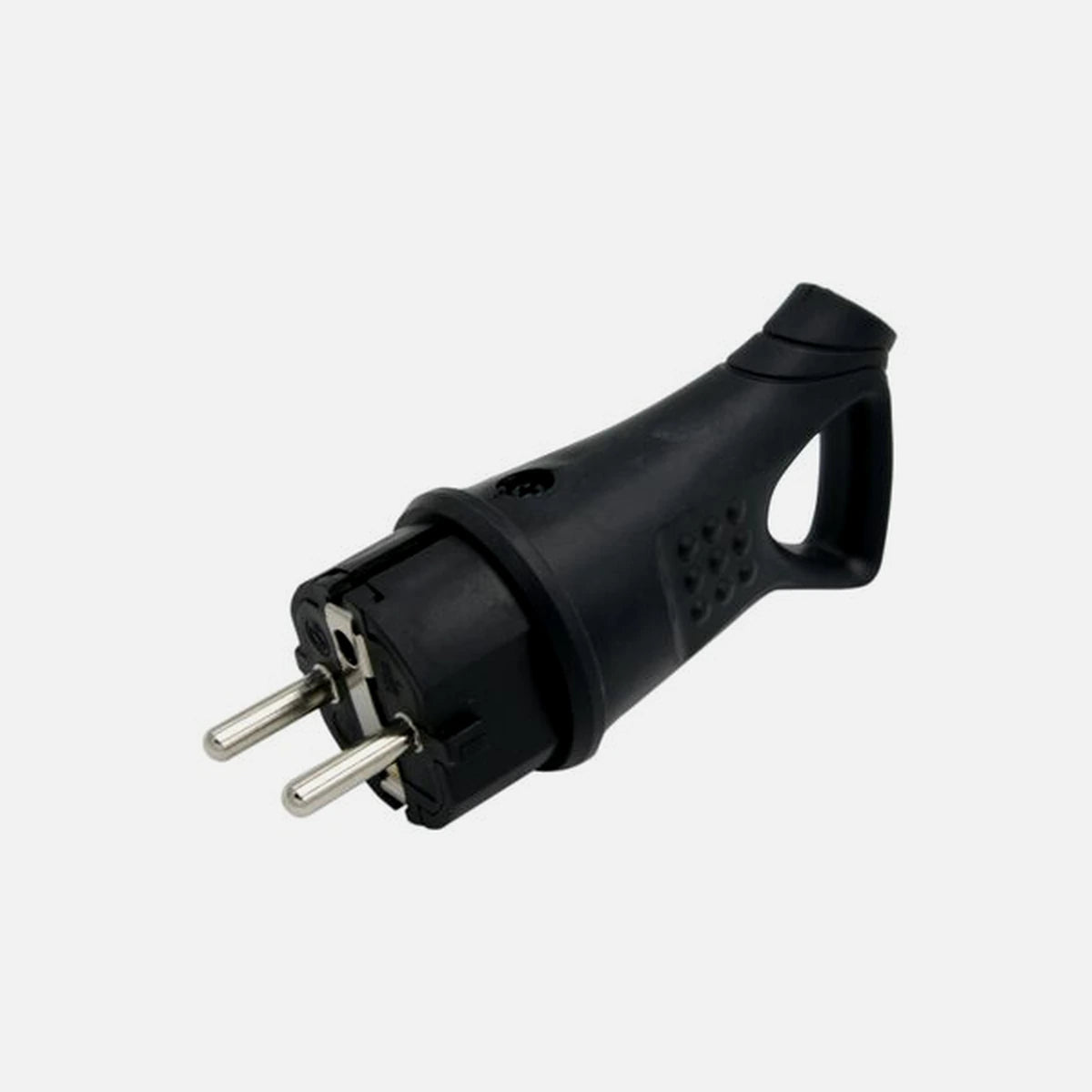 AD Schuko Rubber Male Plug Black with Handle