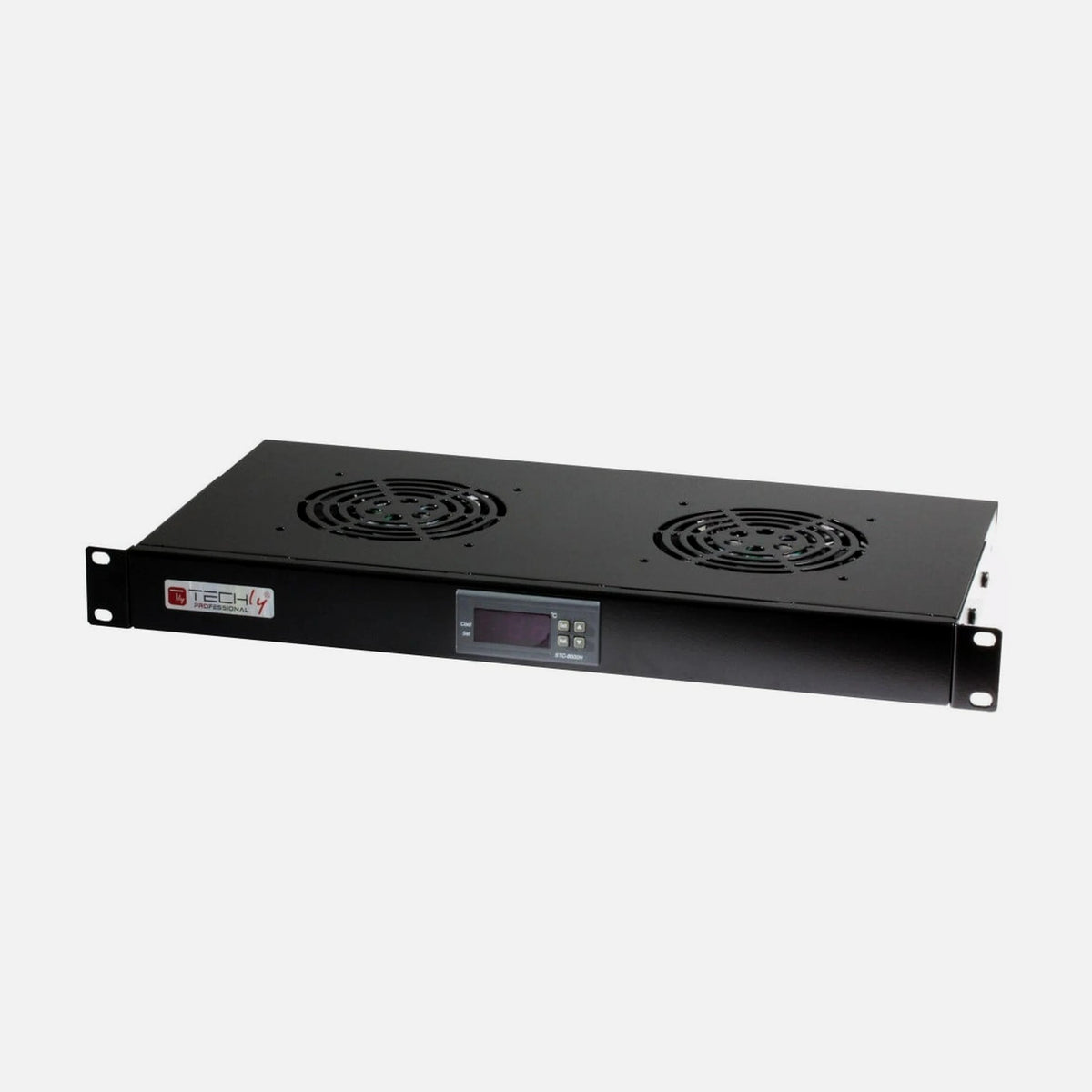 Techly I-CASE FAN-TC2B 1U 19" Rack 2-Fan Unit with LED Thermostat Black