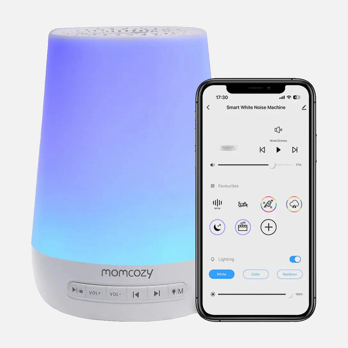 Momcozy Baby White Noise Machine & RGB Night Light with APP Remote Control & Timer.