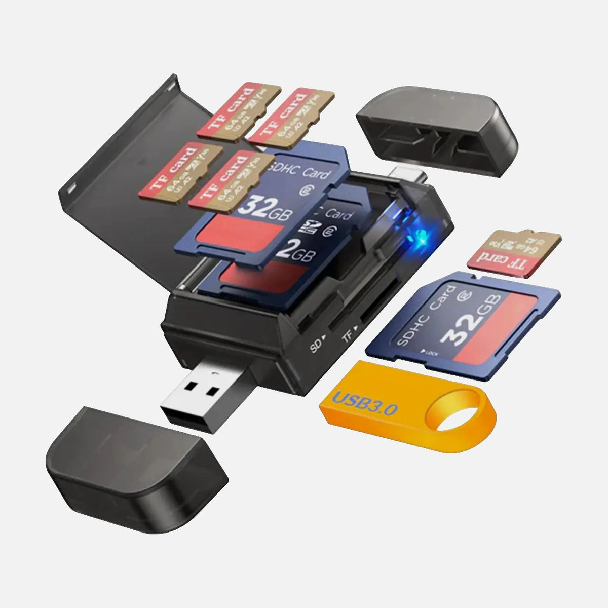 NÖRDIC USB-C & USB-A Card Reader – SD & Micro SD UHS-I High-Speed Adapter