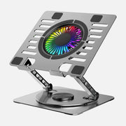 NÖRDIC Laptop Holder with RGB Fan, 360° Rotating Base & 2 USB Ports