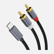 NÖRDIC USB-C to RCA Audio Cable – 2 m High-Quality Stereo Sound Adapter
