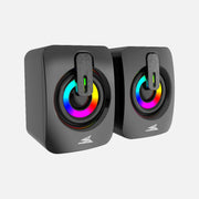 ICSB-SEASHELLBK USB Desktop Speakers – 2×3W Stereo, LED & 3.5mm AUX