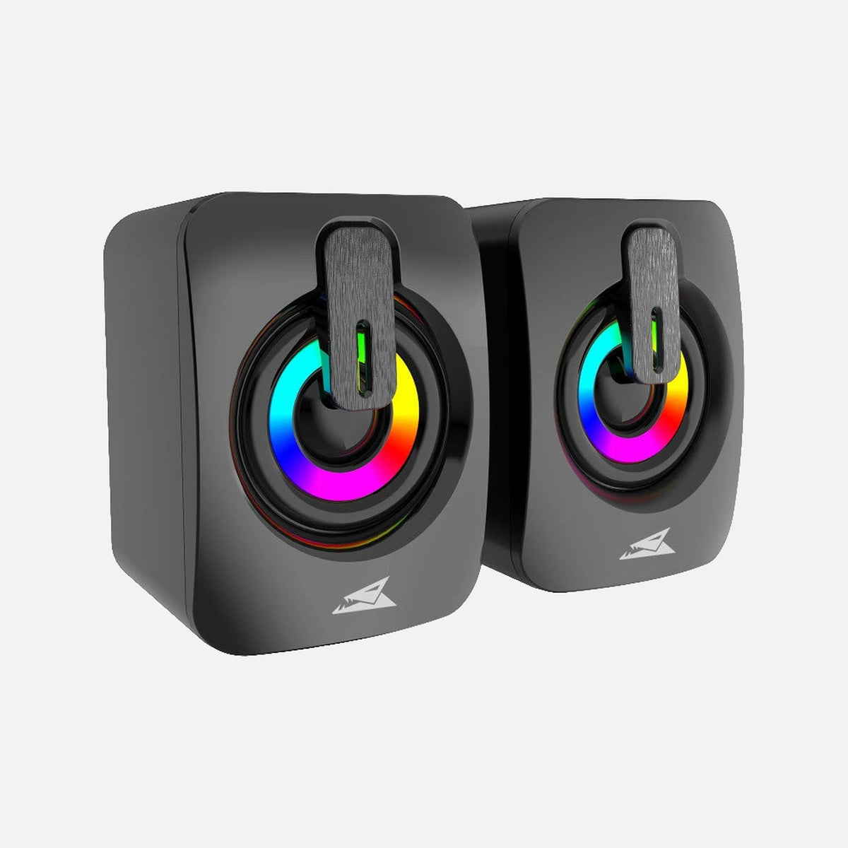 ICSB-SEASHELLBK USB Desktop Speakers – 2×3W Stereo, LED & 3.5mm AUX