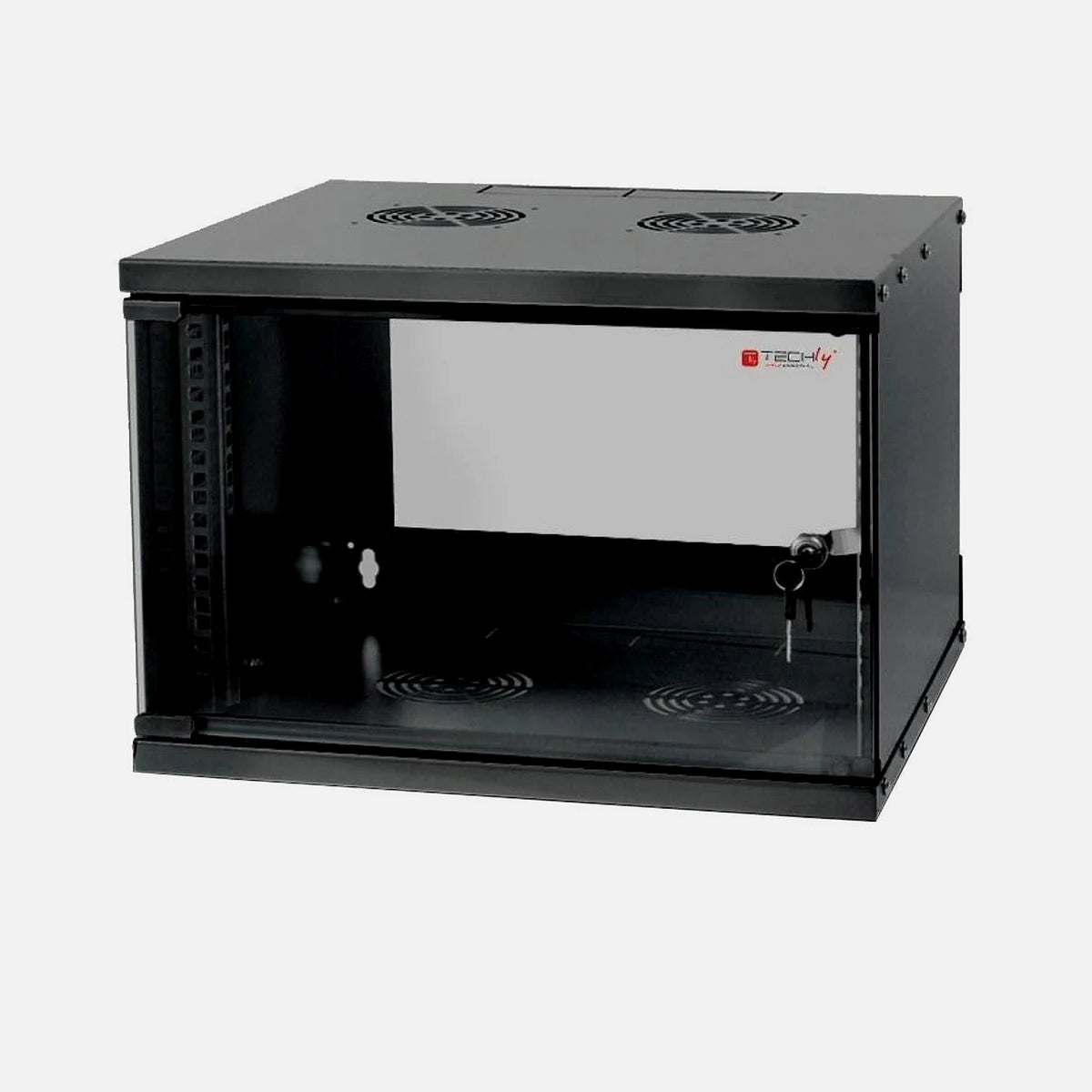 Techly I-CASE EL-1006B32 Wall Rack 19'' 6U – 320mm Depth, Glass Door & Pre-Assembled