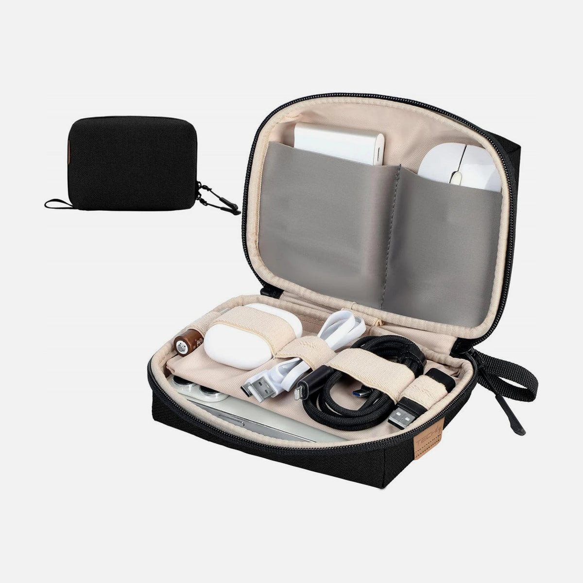 Techly ICA-NB PUNCH18BK Cable Organizer Bag – Polyester, 18.5×13cm & 180° Opening