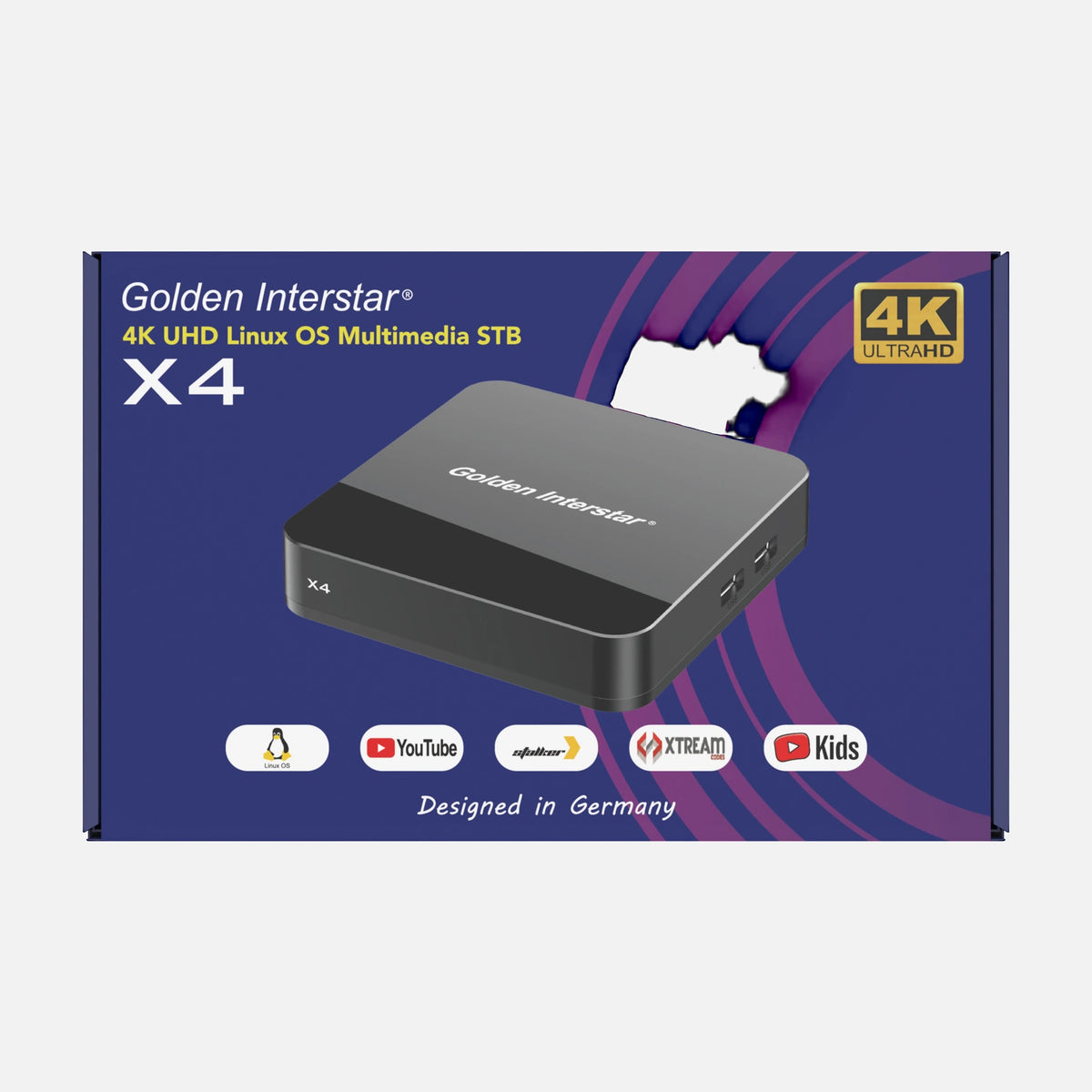 Golden Interstar X4 – 4K IPTV Box Linux, H.265, 1GB/8GB, Dual-Band Wi-Fi