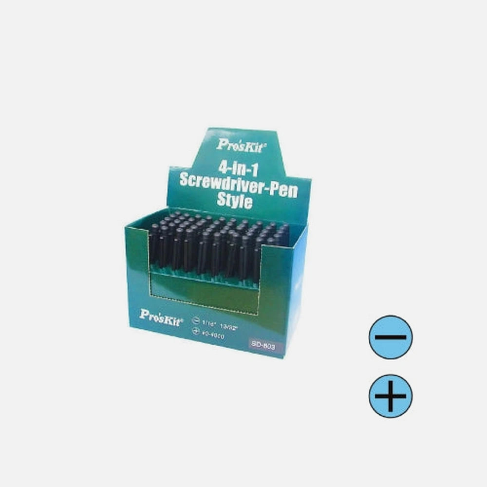 Proskit SD-803 – 4-in-1 Mini Pen Screwdriver Set, Phillips & Flat, 50-Piece