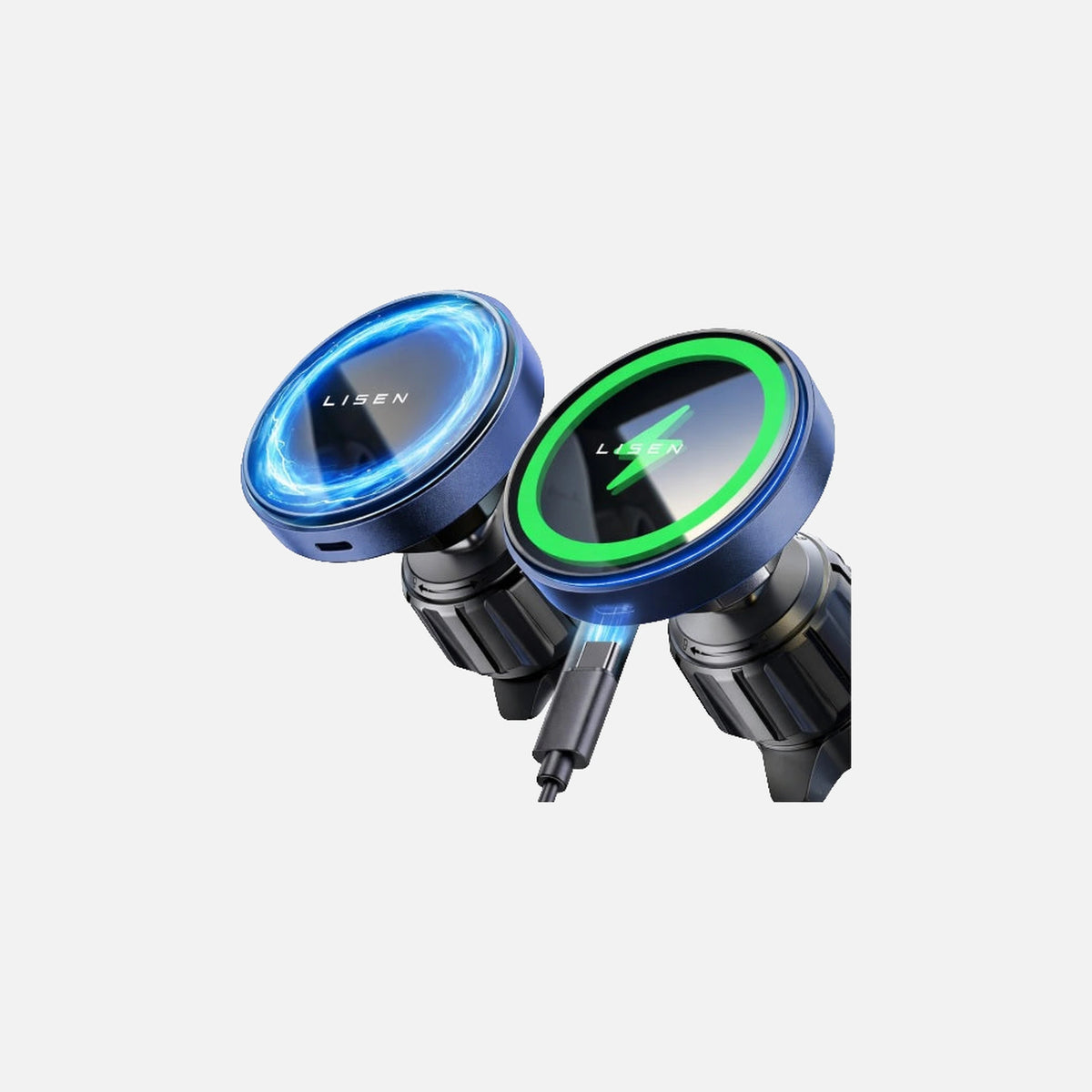 Lisen 2E778 – MagSafe Air Vent Car Mount, 15W Wireless Charging, 20 Magnets, Black