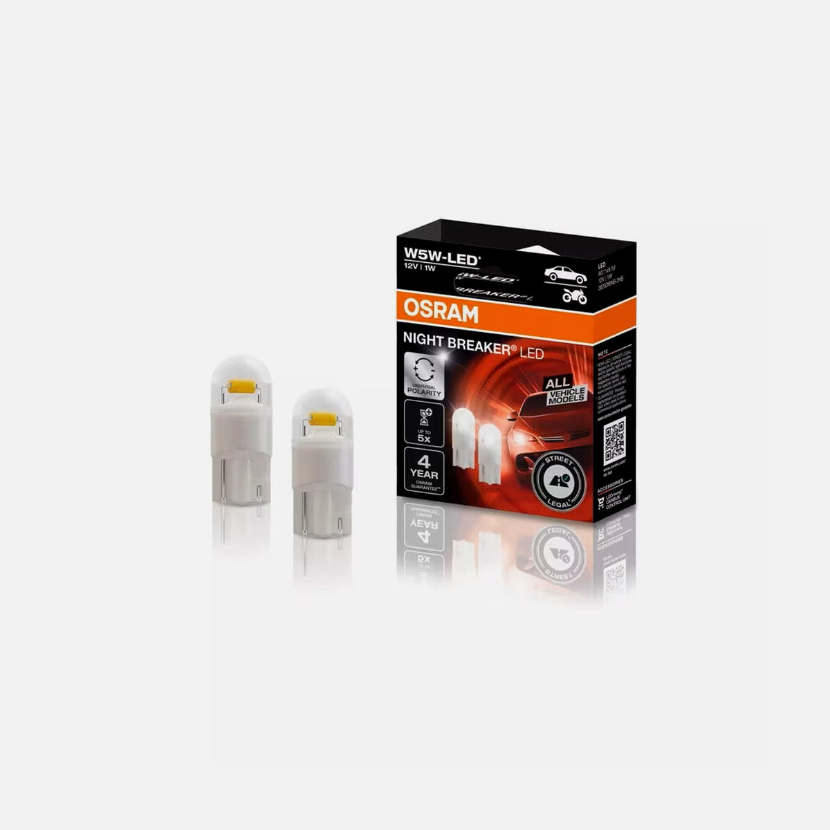 OSRAM 2825DWNB-2HFB Night Breaker LED W5W – 5700K, 12V, ECE Approved, 2-Pack