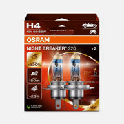 OSRAM 64193NB220-2HB Night Breaker 220 H4 – +220% Brightness, 12V, 2-Pack