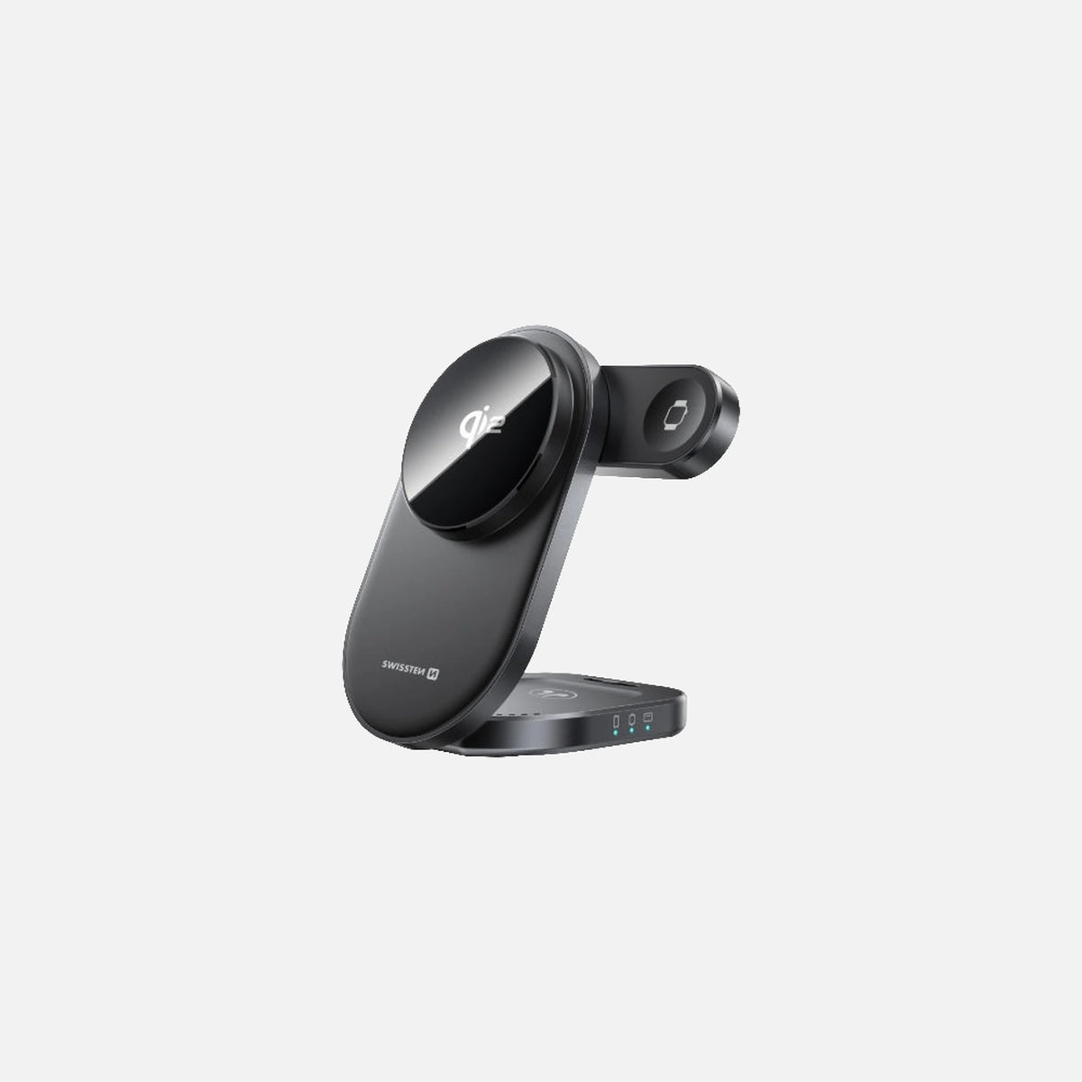 Swissten 22055570 MagBase 3-in-1 Wireless Charger – Qi2 15W, MagSafe, iPhone/AirPods/Apple Watch