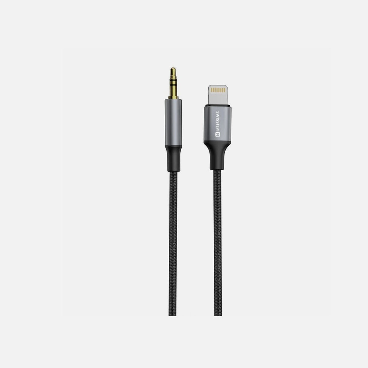 Swissten 73502307 Lightning to 3.5mm AUX Adapter – MFi Certified, Nylon Braid, Black