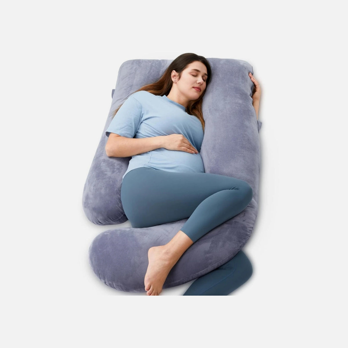 Momcozy PP101-GR00NB-D U-Shaped Pregnancy Pillow – 145cm, Removable Cover, Gray